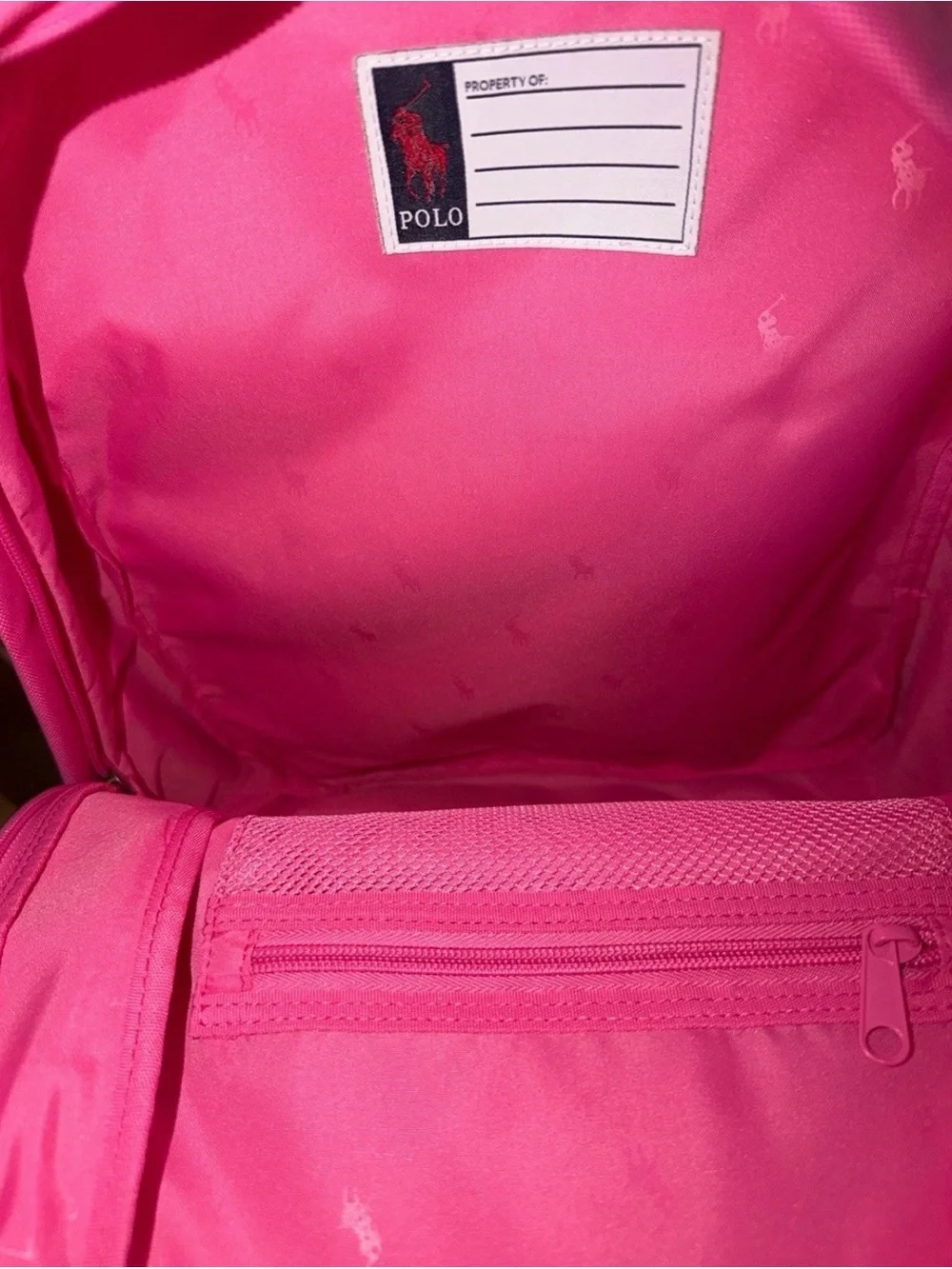 Polo Ralph Lauren Kids Girls Baja Pink Embroidered Bear School Laptop Backpack
